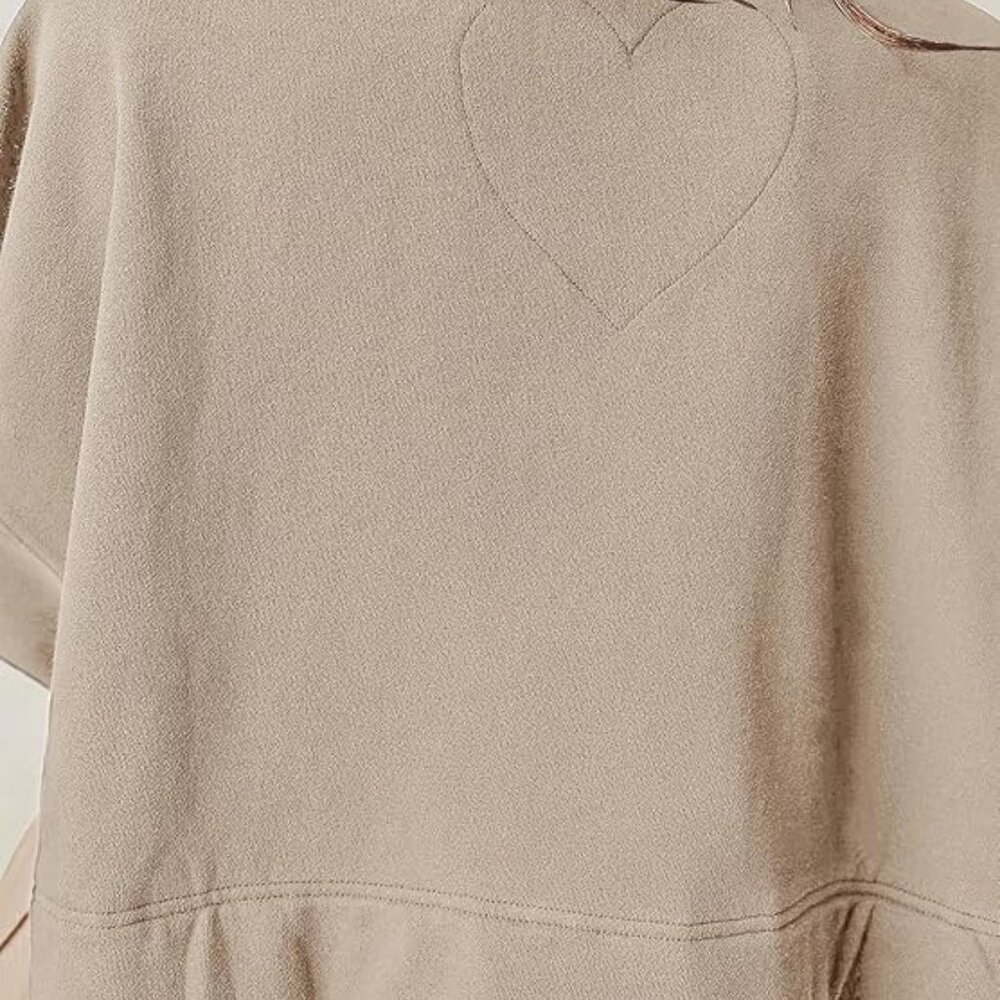 Dokuritu Women's Khaki Patchwork Crew Neck Long Sleeve Sweatshirt Mini Dress XS - Picture 7 of 11